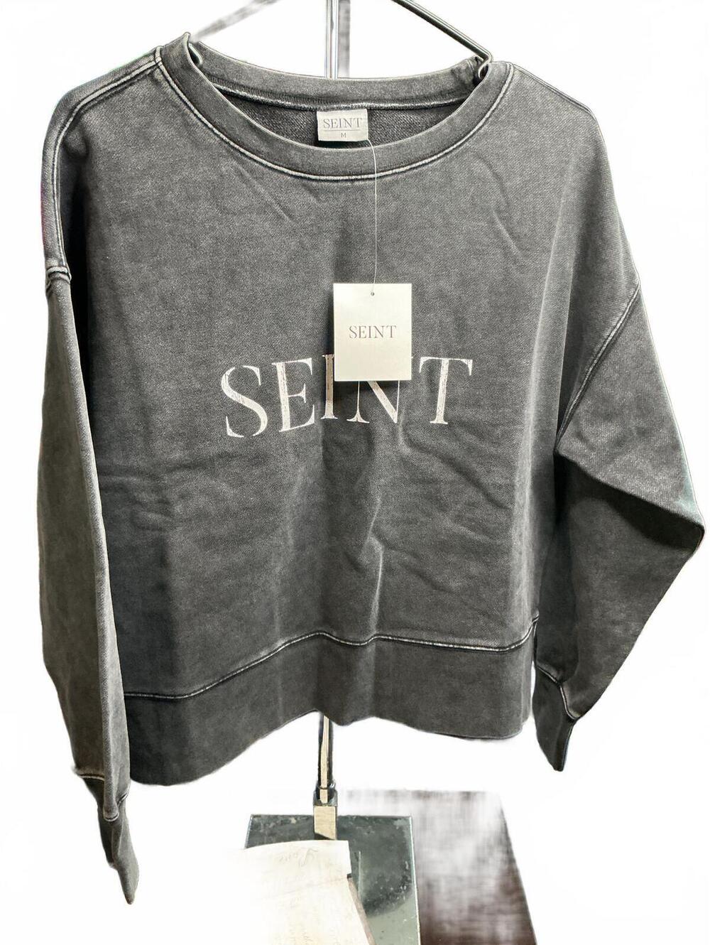 NWT M Seint Acid Washed Black Crewneck Sweatshirt Women’s